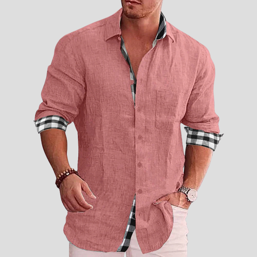 Men's Everyday Shirt, Woven Cotton Blend Button-Up with Chest Pockets