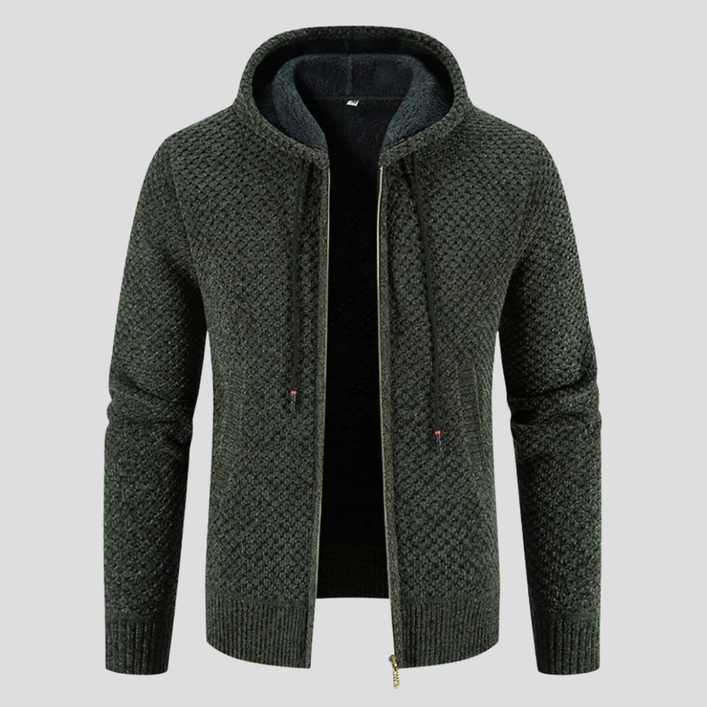 Men's Zip-Up Cardigan Sweater, Knit Blend Layering Jacket