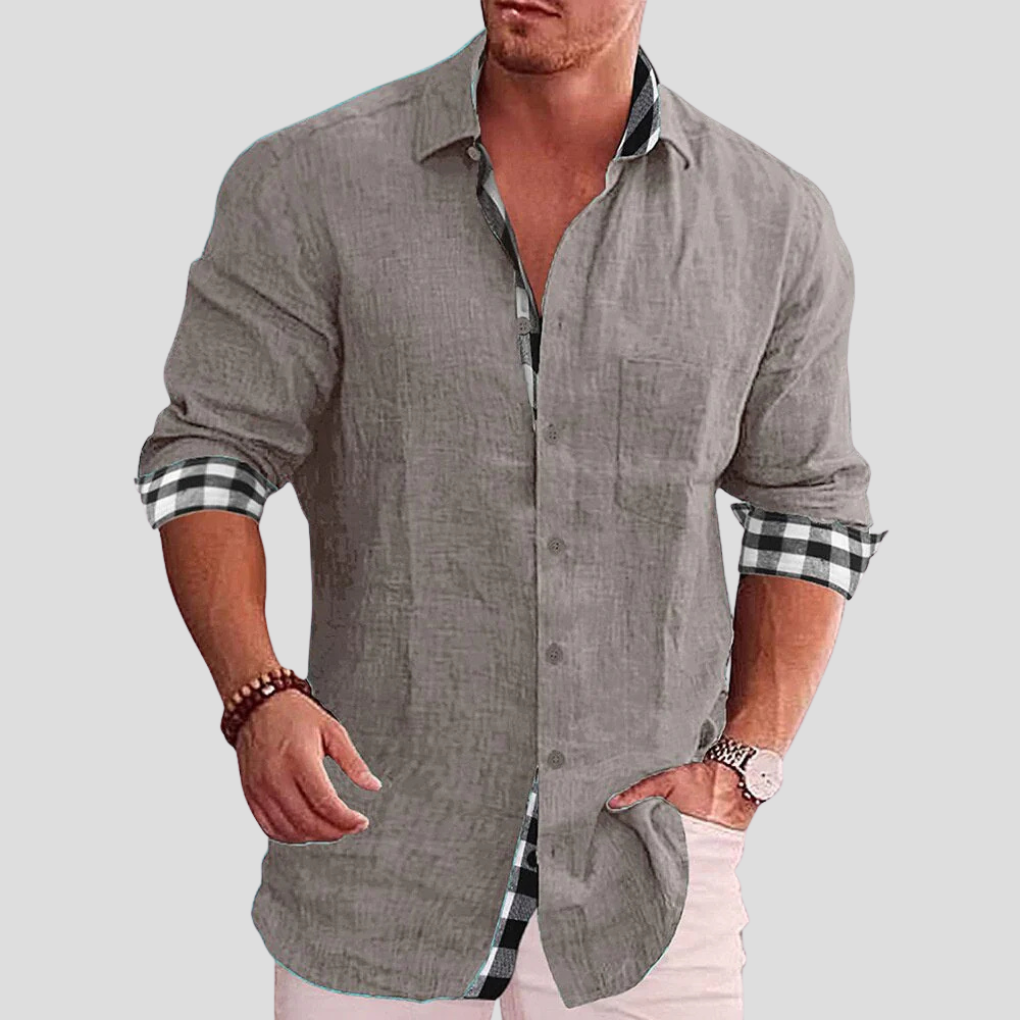 Men's Everyday Shirt, Woven Cotton Blend Button-Up with Chest Pockets