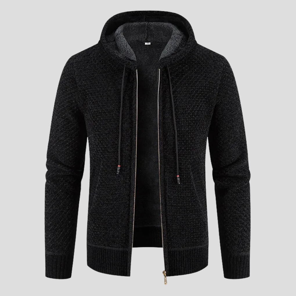 Men's Zip-Up Cardigan Sweater, Knit Blend Layering Jacket