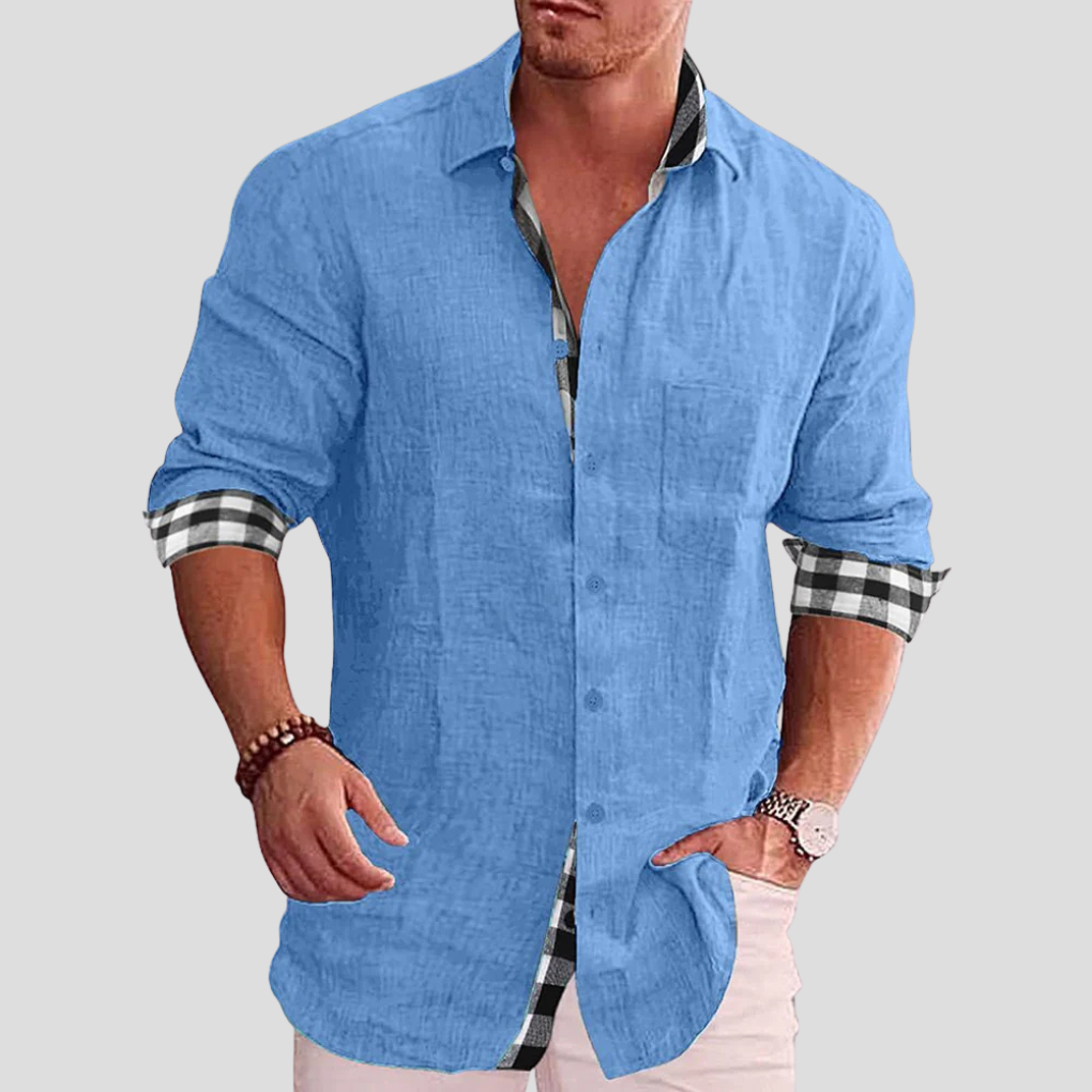 Men's Everyday Shirt, Woven Cotton Blend Button-Up with Chest Pockets