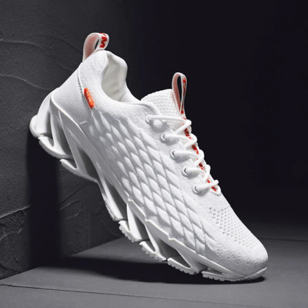 Men's Knit Running Shoes - Lace-Up Sneakers with Grip Sole