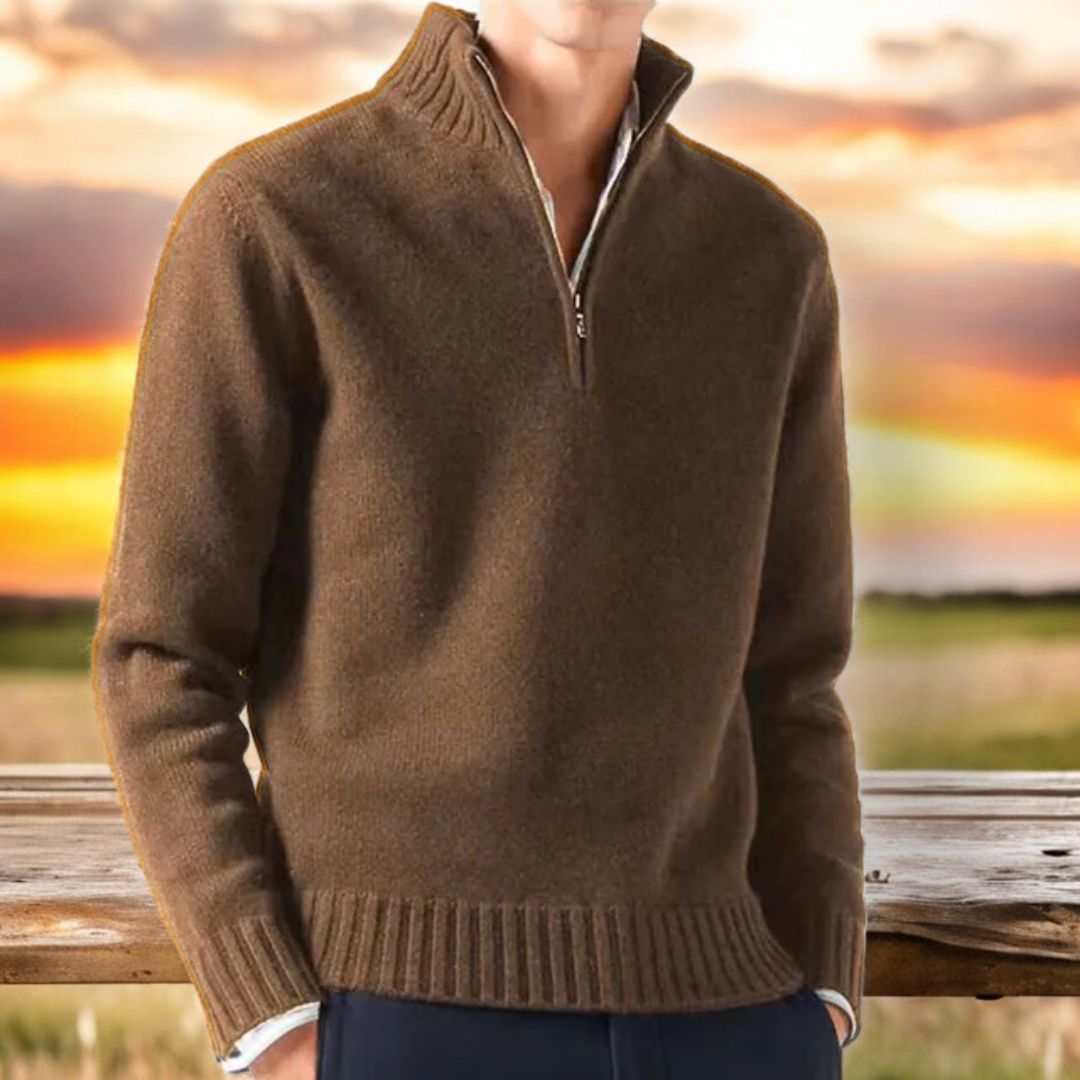 Milancia Cashmere Sweater for Men - Soft Quarter-Zip Knit in Six Colors