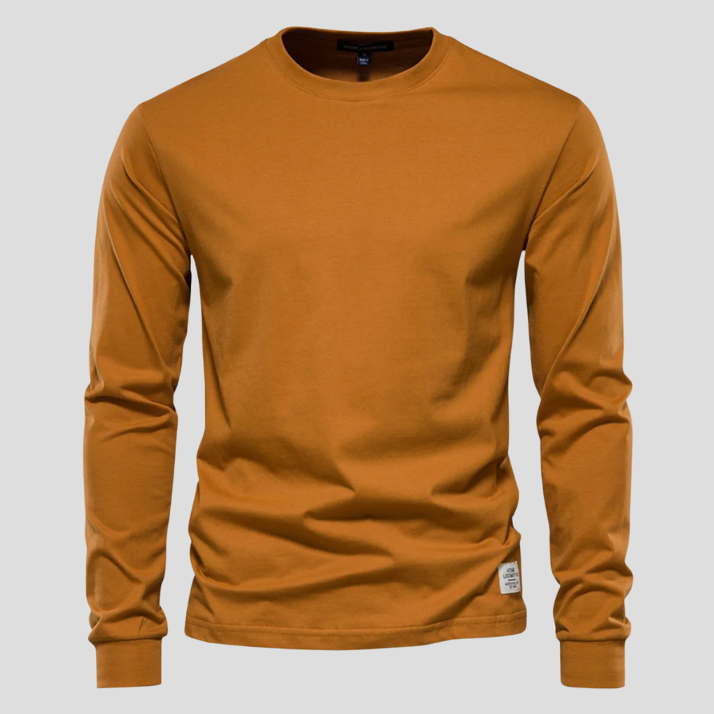 Men's Long Sleeve Crew Neck Shirt | Cotton Blend Knit Top for Everyday Wear