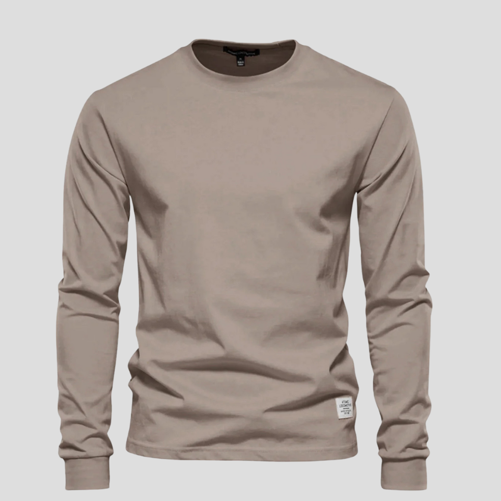 Men's Long Sleeve Crew Neck Shirt | Cotton Blend Knit Top for Everyday Wear