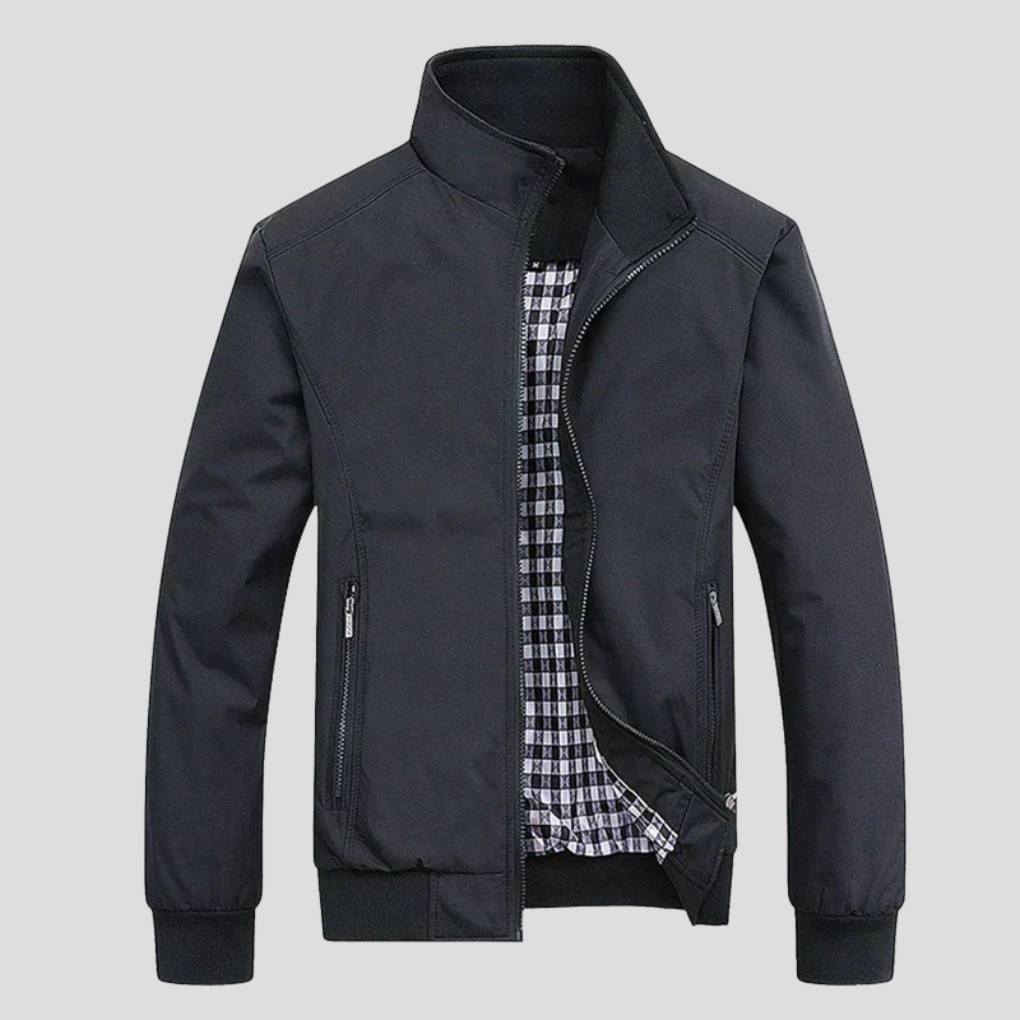 Men's Wind-Resistant Jacket, Lightweight Zip Jacket with High Collar