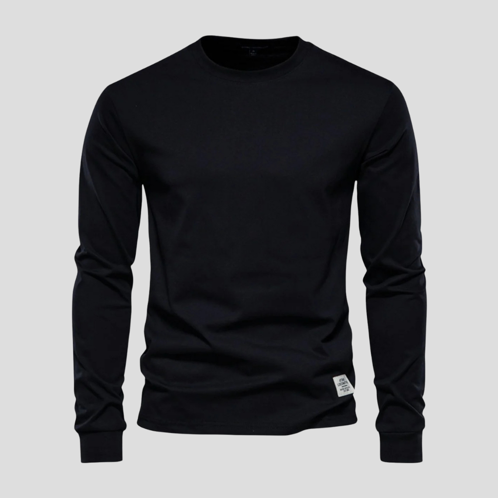 Men's Long Sleeve Crew Neck Shirt | Cotton Blend Knit Top for Everyday Wear