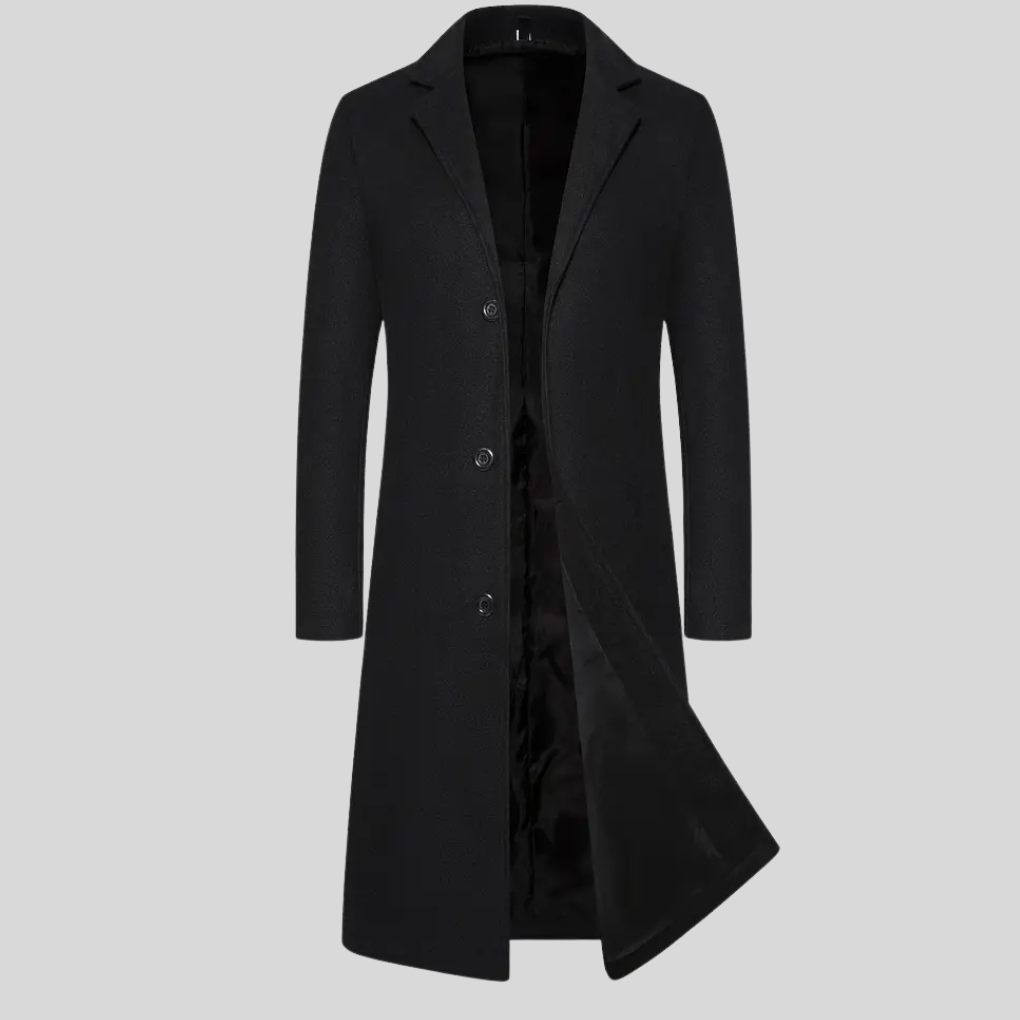 Men's Long Wool Blend Overcoat | Double Lapel Winter Coat