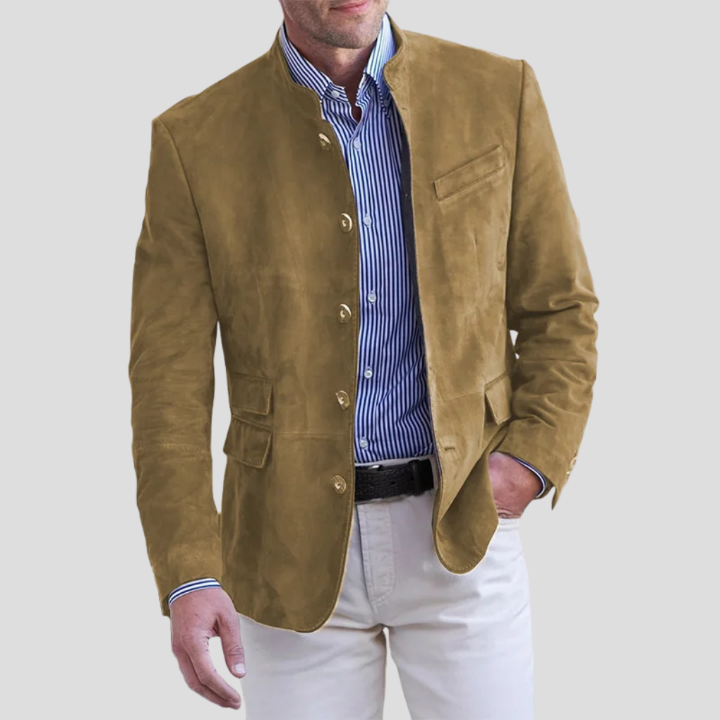 Men's Classic Blazer - Notched Lapel Single-Button Suit Jacket