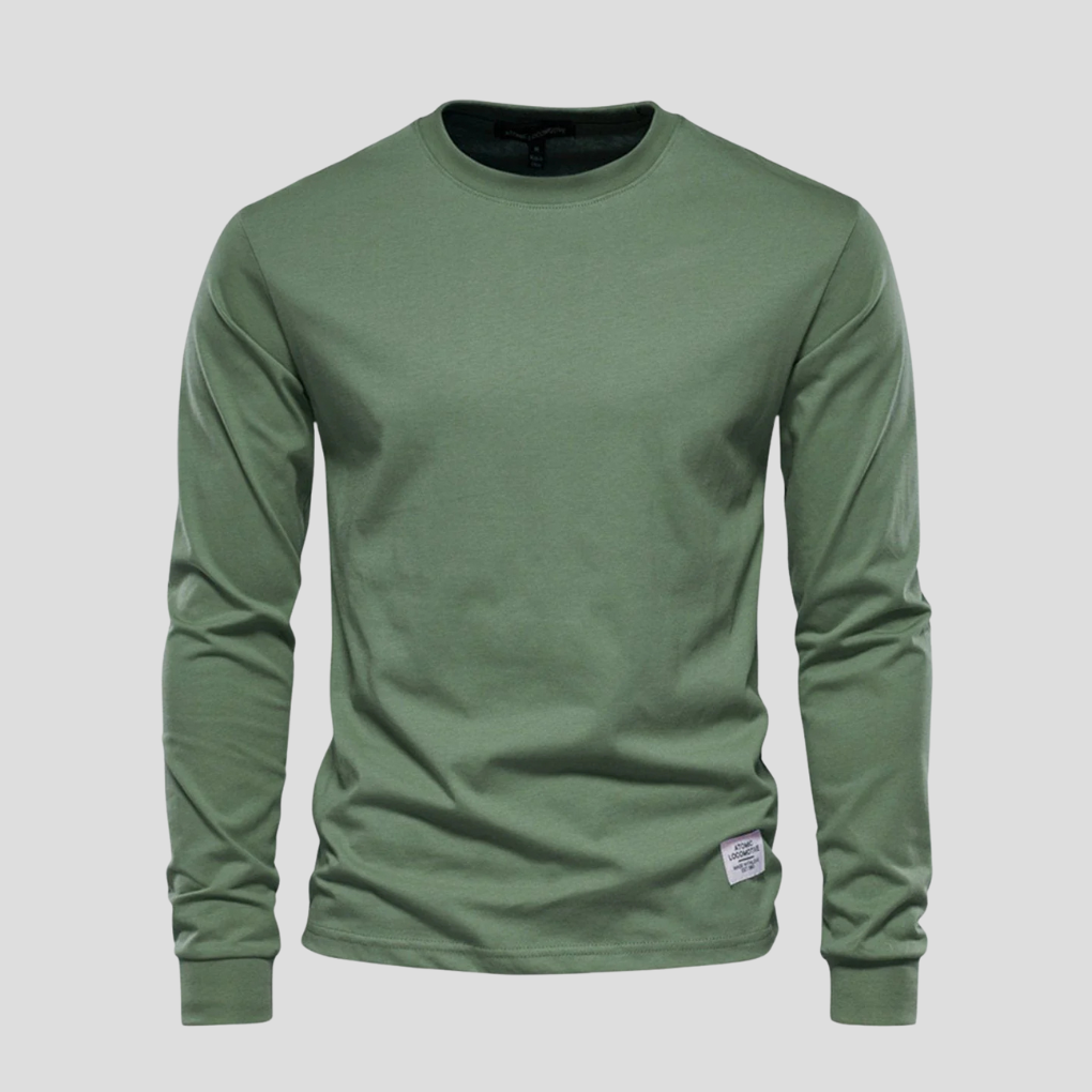 Men's Long Sleeve Crew Neck Shirt | Cotton Blend Knit Top for Everyday Wear