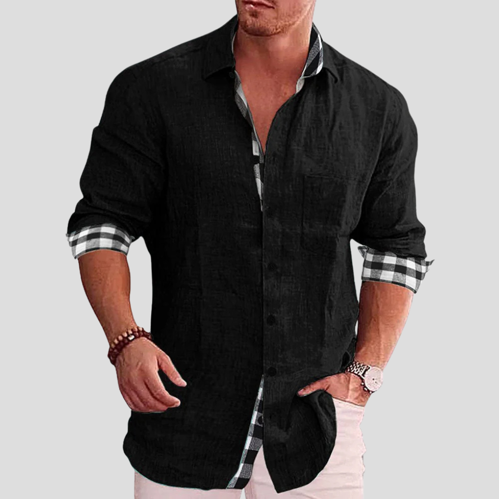 Men's Everyday Shirt, Woven Cotton Blend Button-Up with Chest Pockets