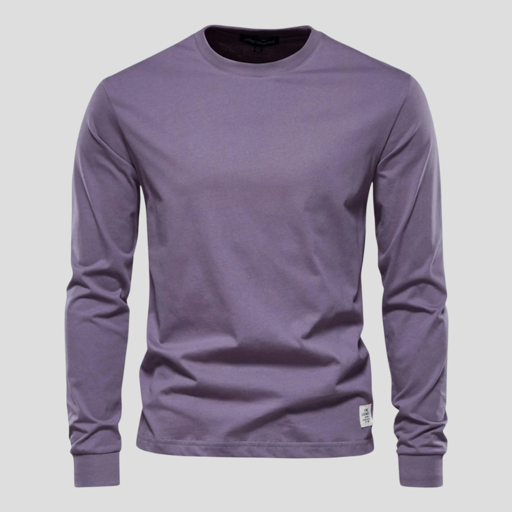 Men's Long Sleeve Crew Neck Shirt | Cotton Blend Knit Top for Everyday Wear