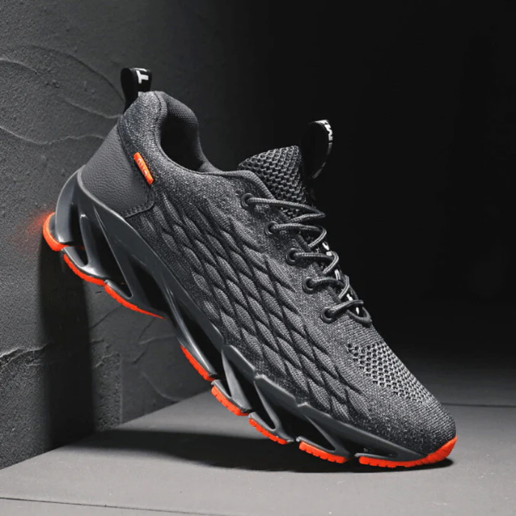 Men's Knit Running Shoes - Lace-Up Sneakers with Grip Sole