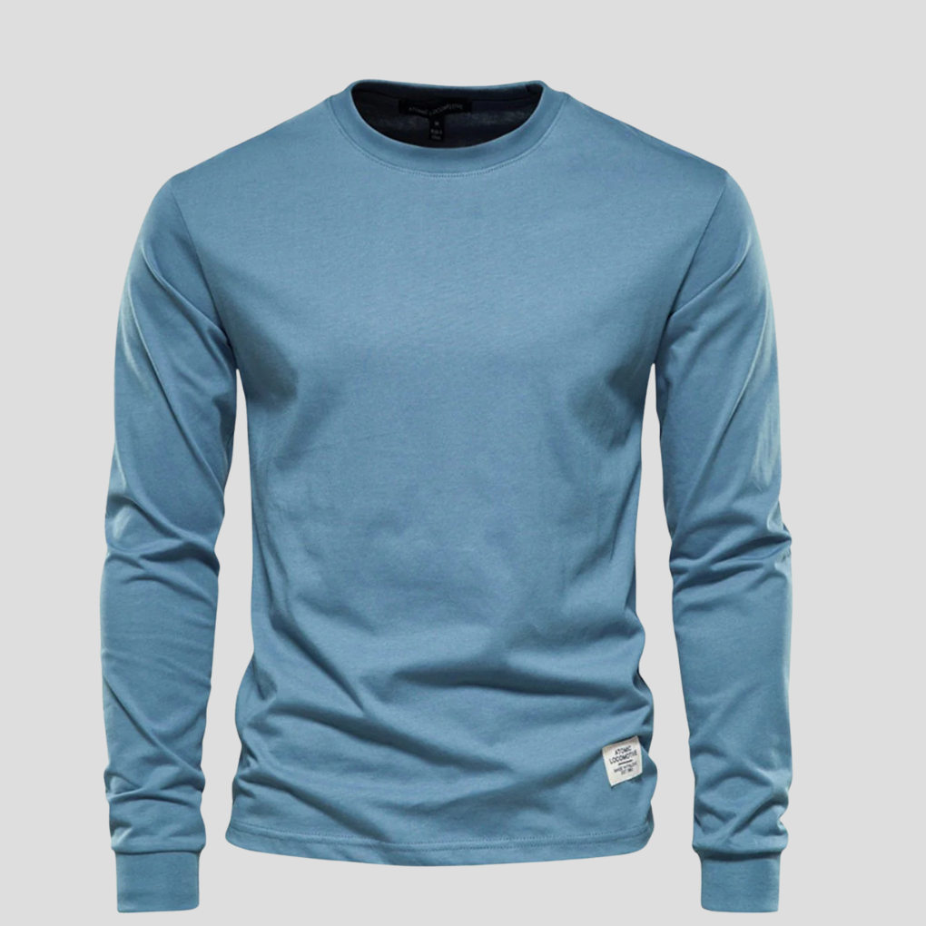 Men's Long Sleeve Crew Neck Shirt | Cotton Blend Knit Top for Everyday Wear