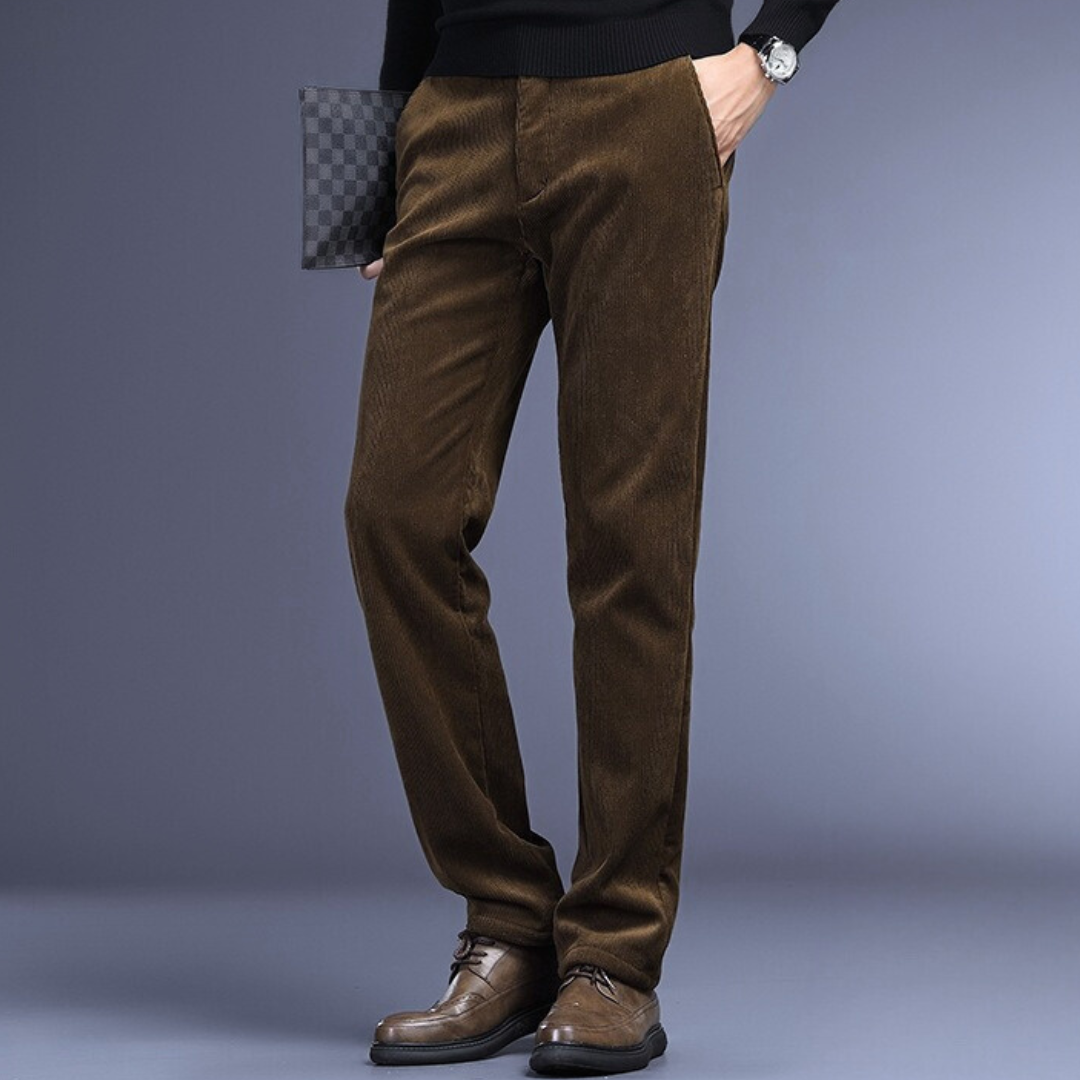 Signature Corduroy Trousers for Men - Stretch Cotton Corduroy Dress Pants