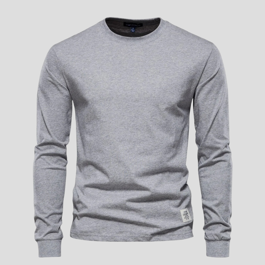 Men's Long Sleeve Crew Neck Shirt | Cotton Blend Knit Top for Everyday Wear