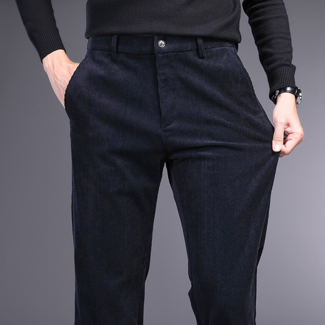Signature Corduroy Trousers for Men - Stretch Cotton Corduroy Dress Pants