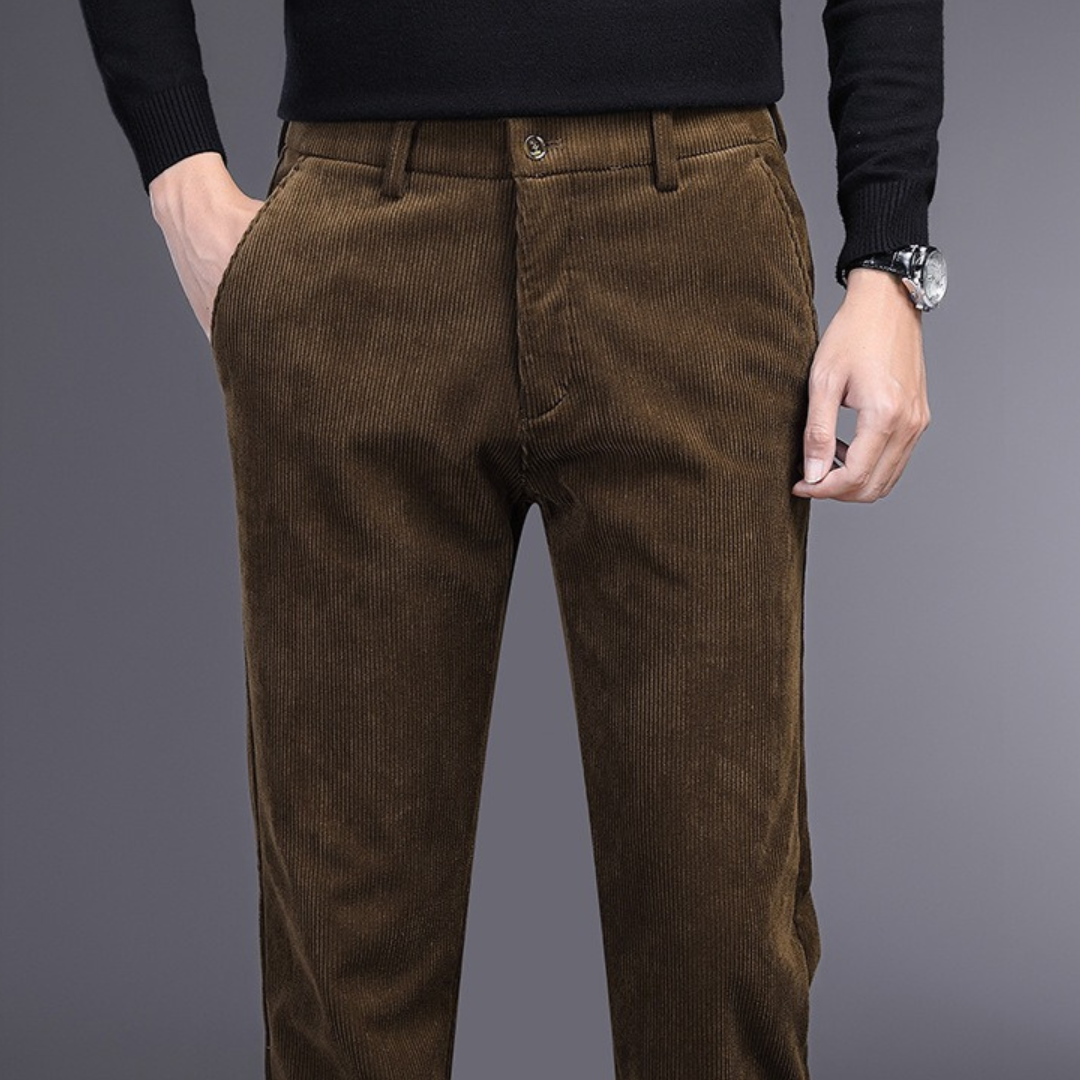 Signature Corduroy Trousers for Men - Stretch Cotton Corduroy Dress Pants