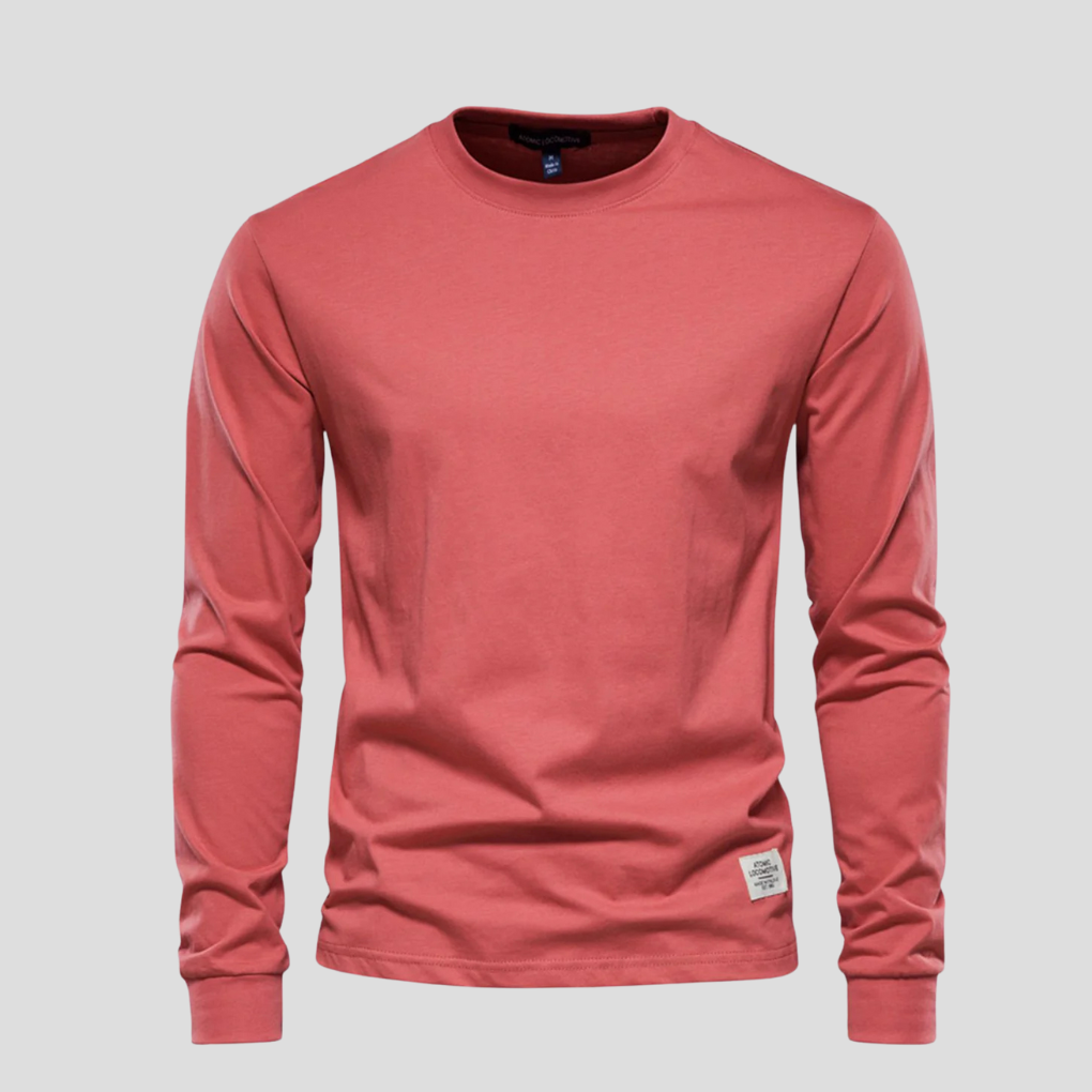 Men's Long Sleeve Crew Neck Shirt | Cotton Blend Knit Top for Everyday Wear