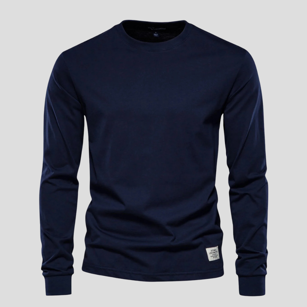 Men's Long Sleeve Crew Neck Shirt | Cotton Blend Knit Top for Everyday Wear