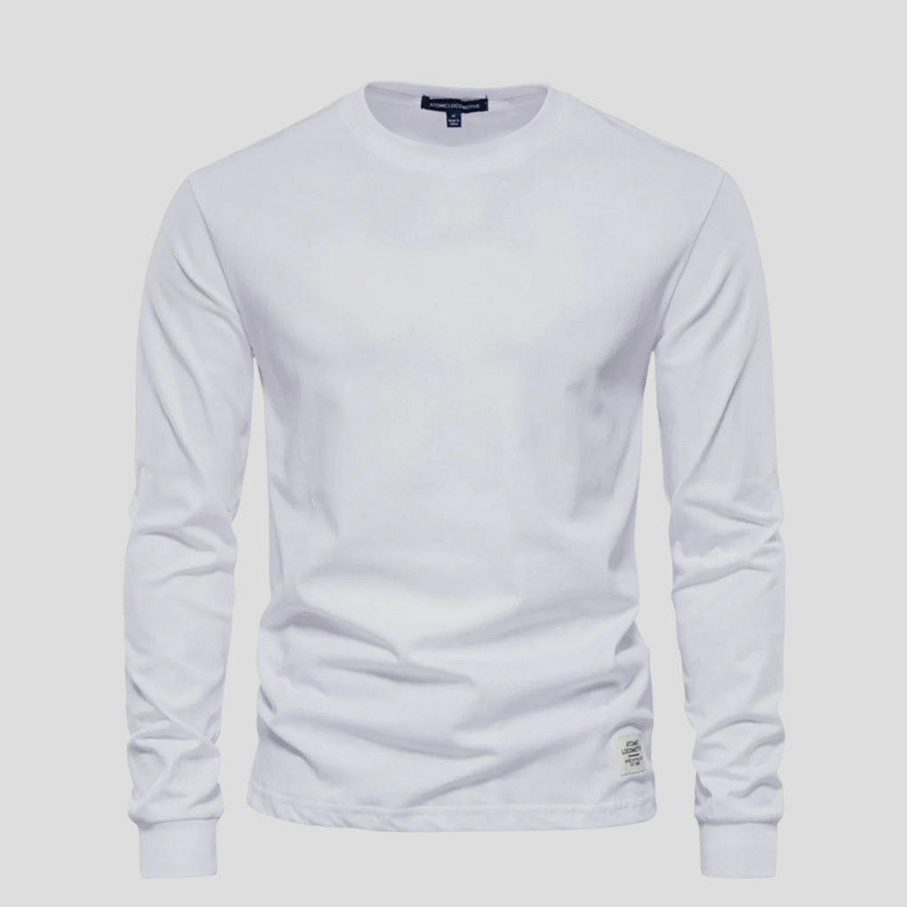 Men's Long Sleeve Crew Neck Shirt | Cotton Blend Knit Top for Everyday Wear