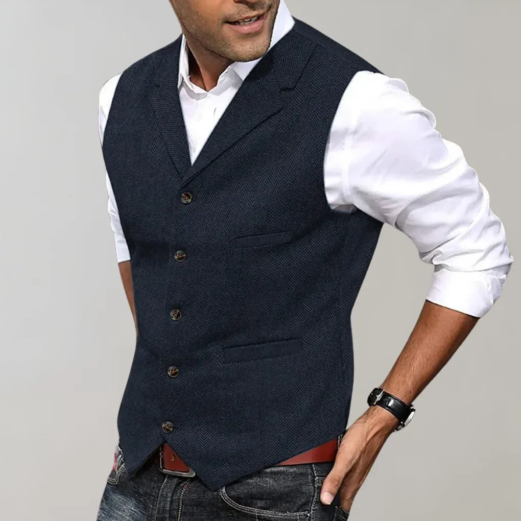 Men's Suit Vest, Formal Waistcoat with Adjustable Back Strap