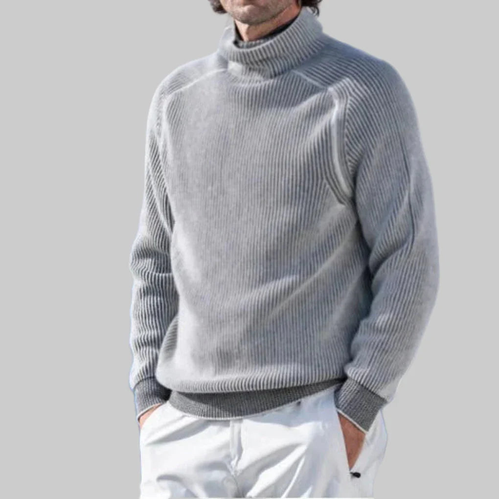Men's Turtleneck Sweater, Wool Blend Knit Pullover for Men