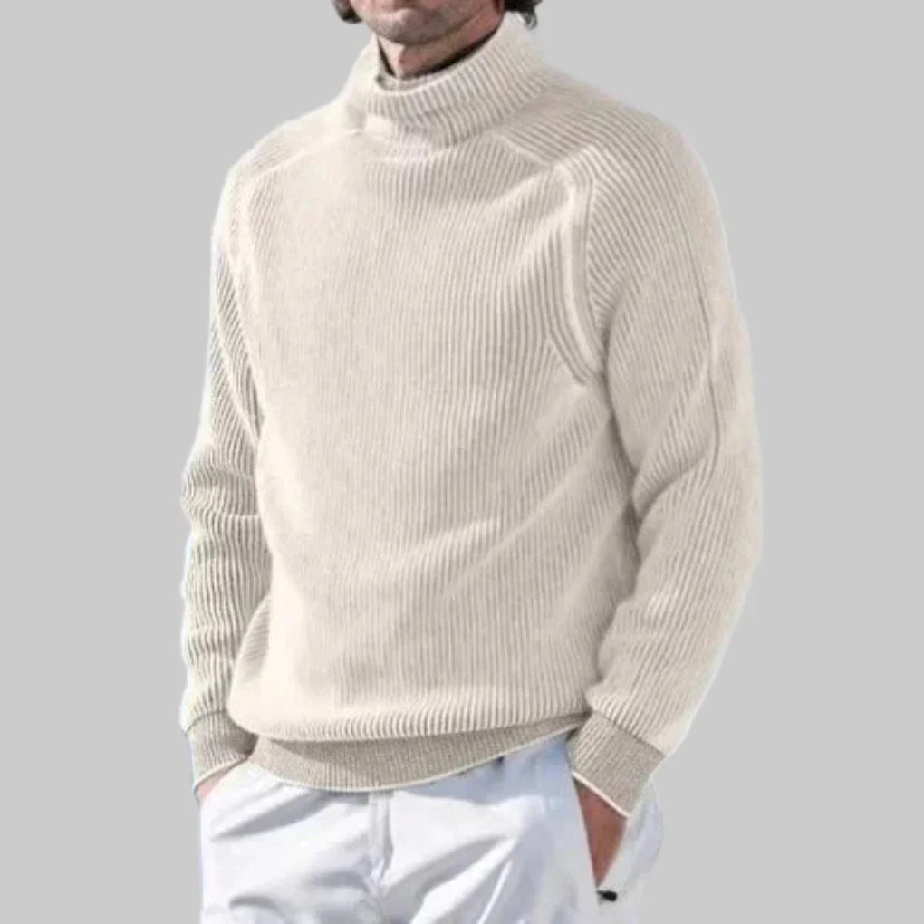 Men's Turtleneck Sweater, Wool Blend Knit Pullover for Men