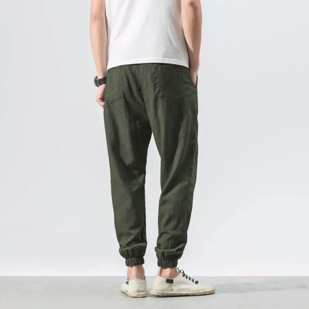 Men's Cotton Linen Comfort Pants, Lightweight Everyday Trousers