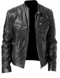 Men's Faux Leather Motorcycle Jacket, Classic Biker Style Outerwear