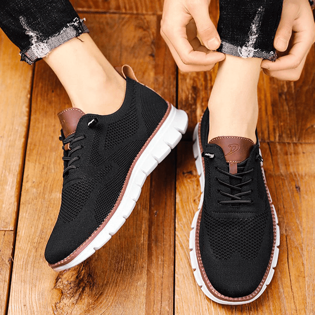 Men's Knit Sneakers with Flex Grip Sole, Lightweight Casual Trainers