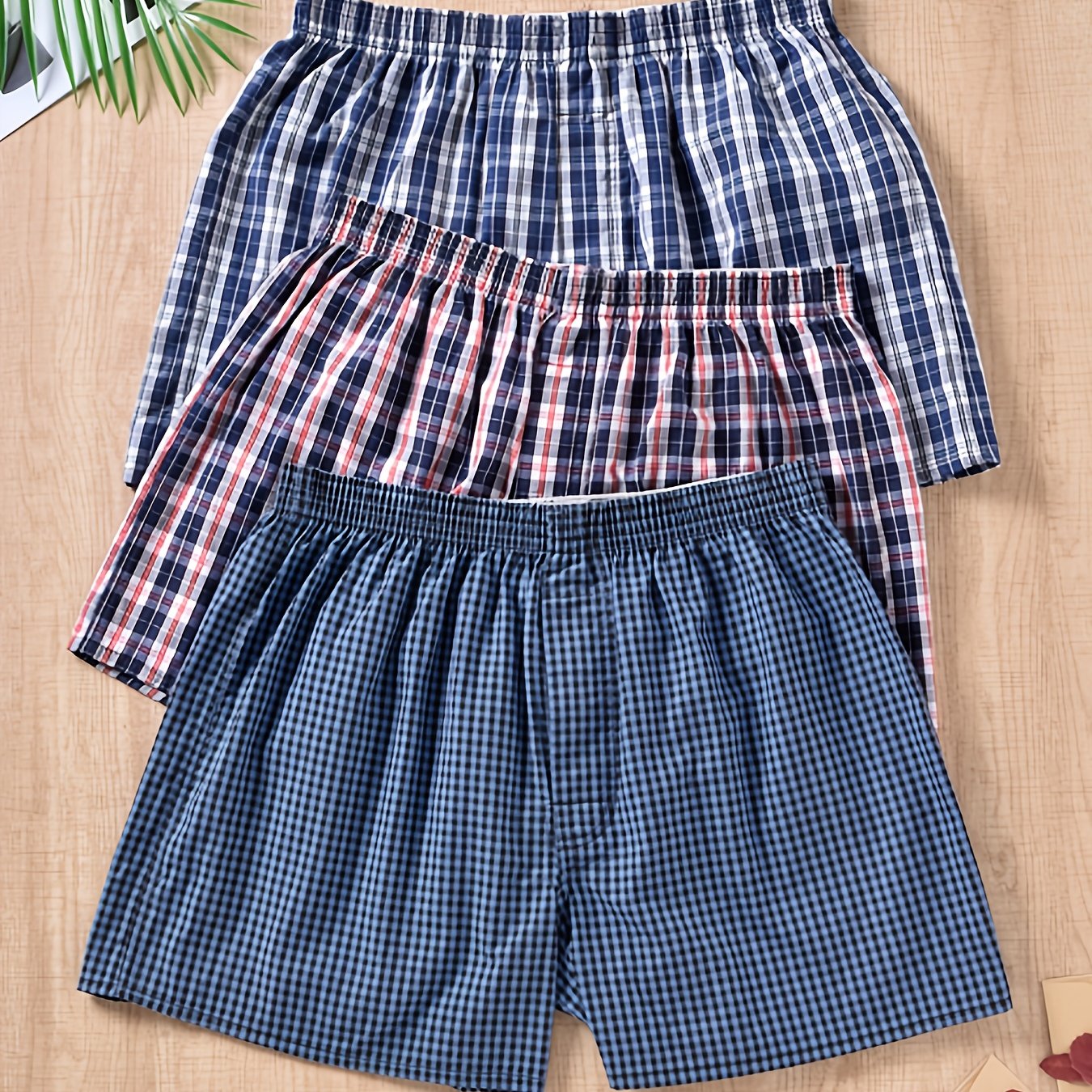 Men's Cotton Boxer Shorts, Set of 3 - Breathable Everyday Underwear