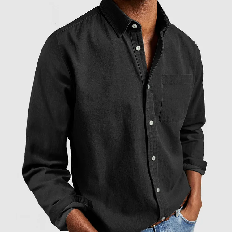 Men's Military-Style Button-Up Shirt - Breathable Casual Cotton Shirt