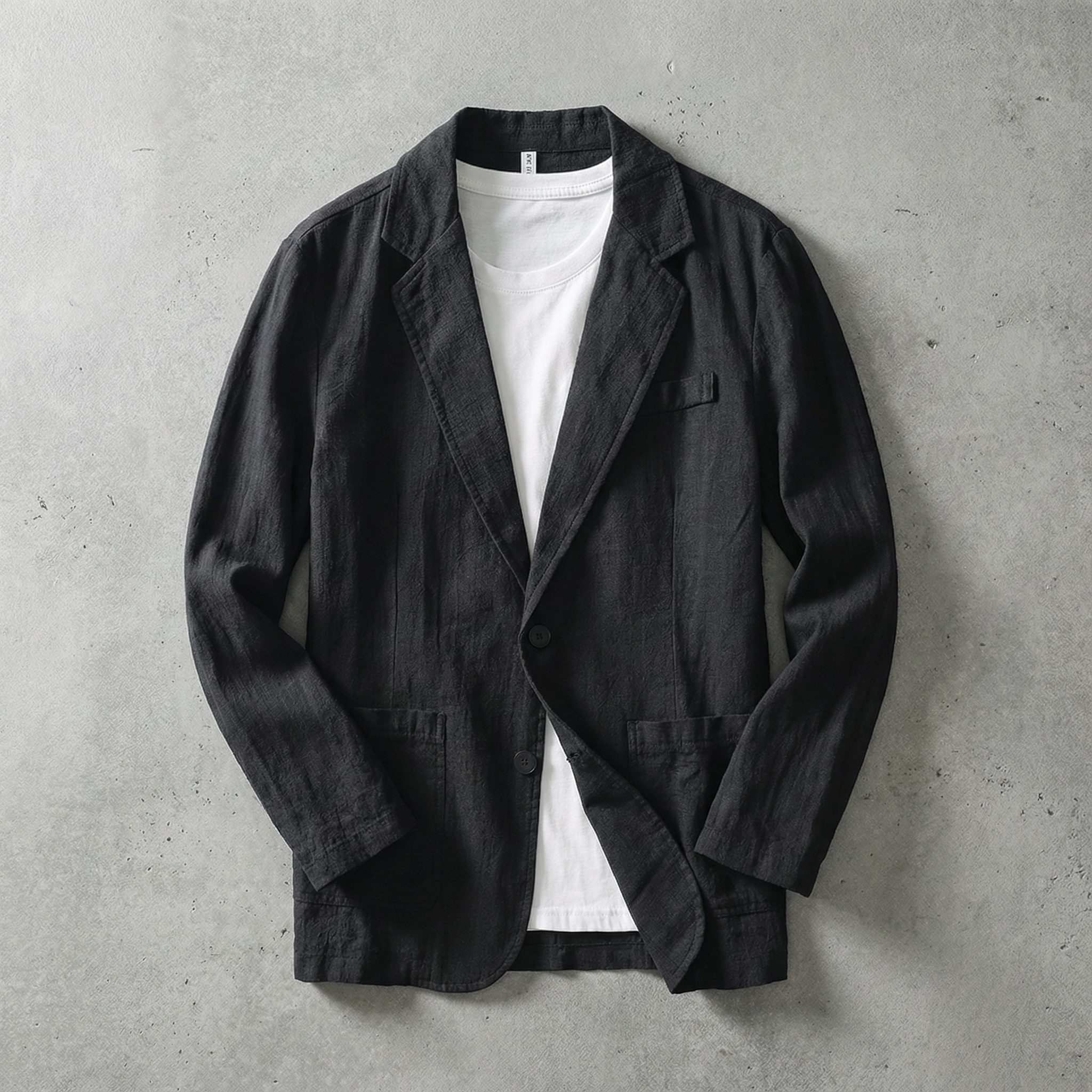 Men's Linen Blend Jacket, Lightweight Layer with Classic Lapels