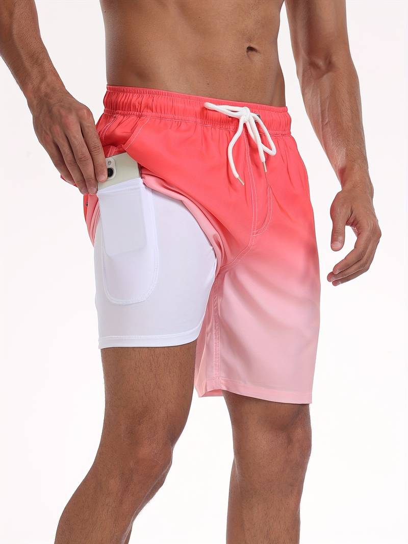 Men's Swim Trunks with Drawstring Waist, Mid-Thigh Quick-Dry Board Shorts