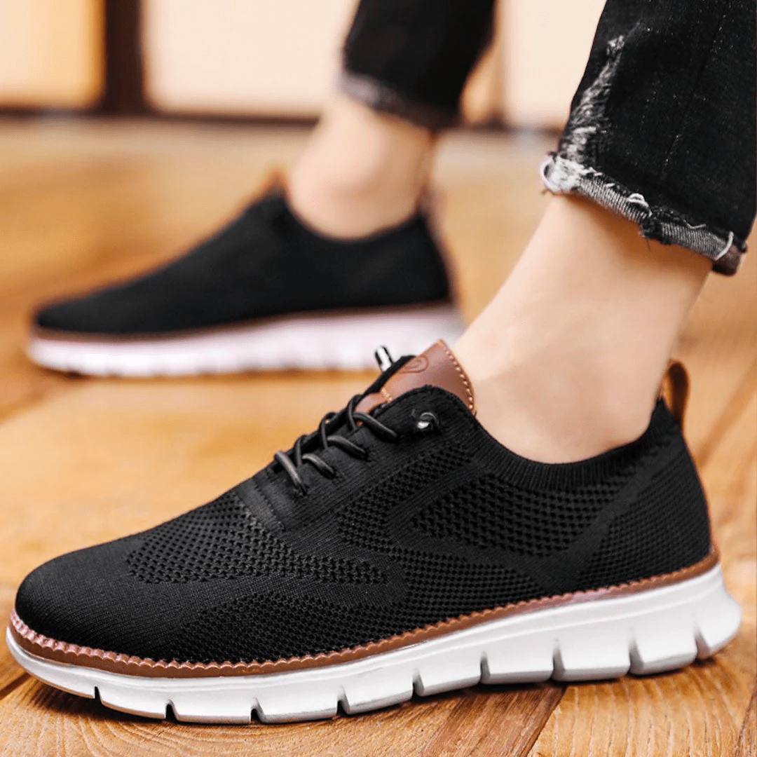 Men's Knit Sneakers with Flex Grip Sole, Lightweight Casual Trainers