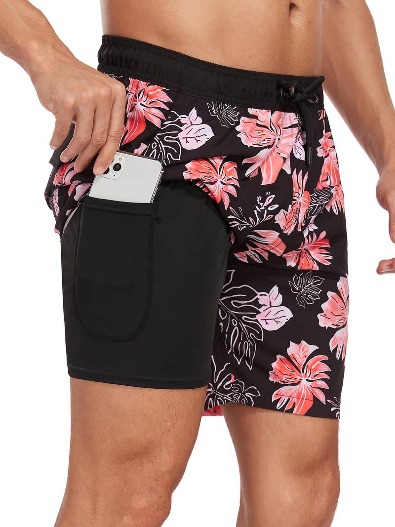Men's Swim Trunks with Drawstring Waist, Mid-Thigh Quick-Dry Board Shorts