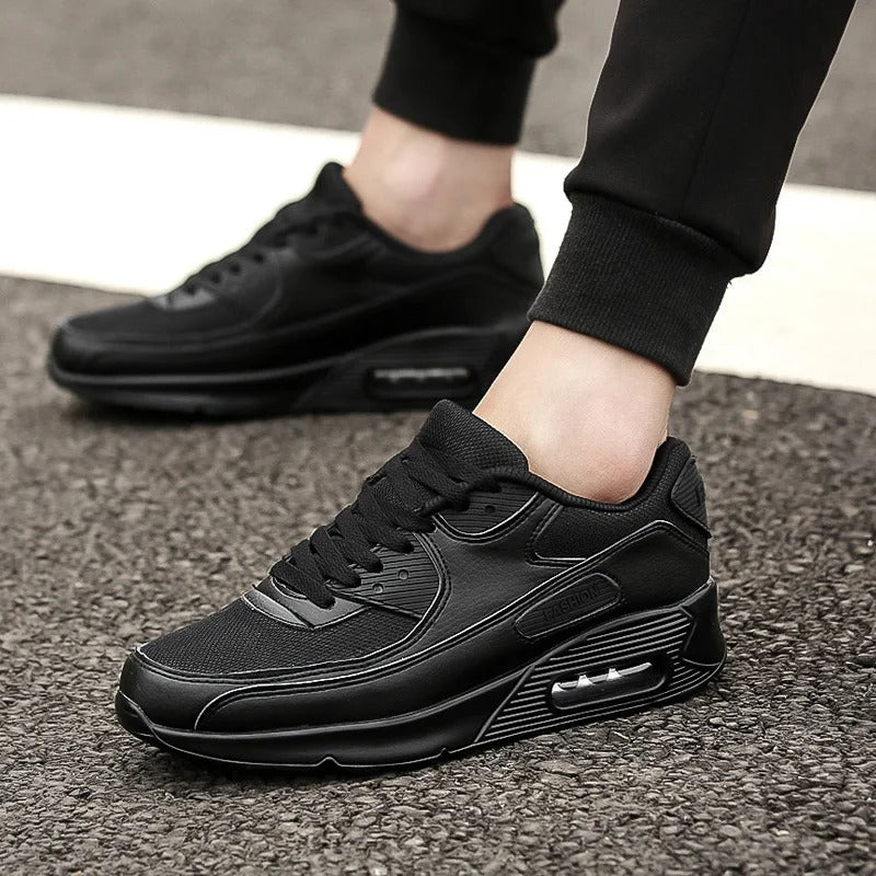 White Leather Sneakers for Men, High-Sole Urban Style Shoes