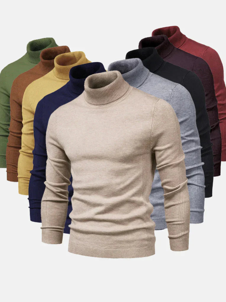 Men's Turtleneck Sweater - Soft Cotton, Machine Washable, Classic Fit