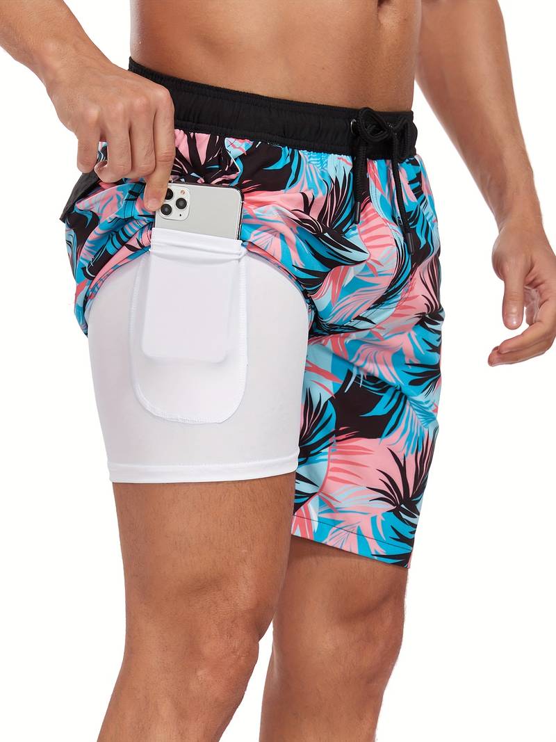 Men's Swim Trunks with Drawstring Waist, Mid-Thigh Quick-Dry Board Shorts