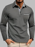 Men's Long Sleeve Polo Shirt - Classic Cotton Blend for Summer