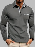 Men's Long Sleeve Polo Shirt - Classic Cotton Blend for Summer