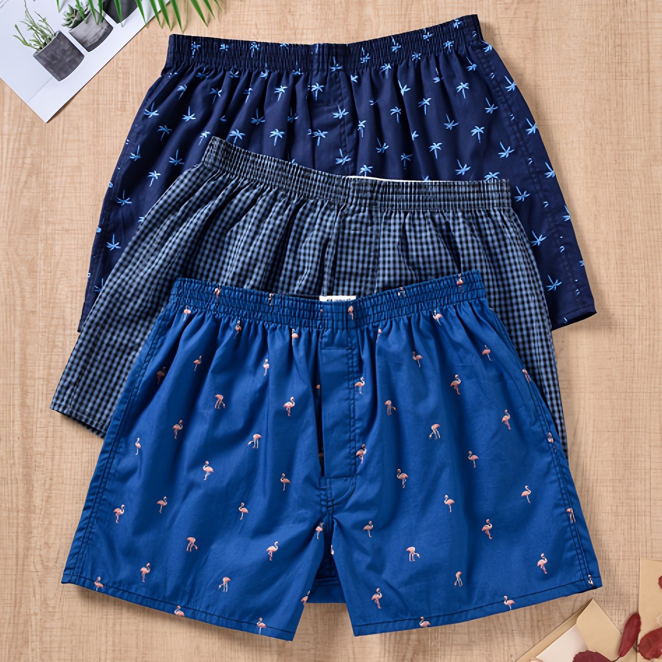 Men's Cotton Boxer Shorts, Set of 3 - Breathable Everyday Underwear