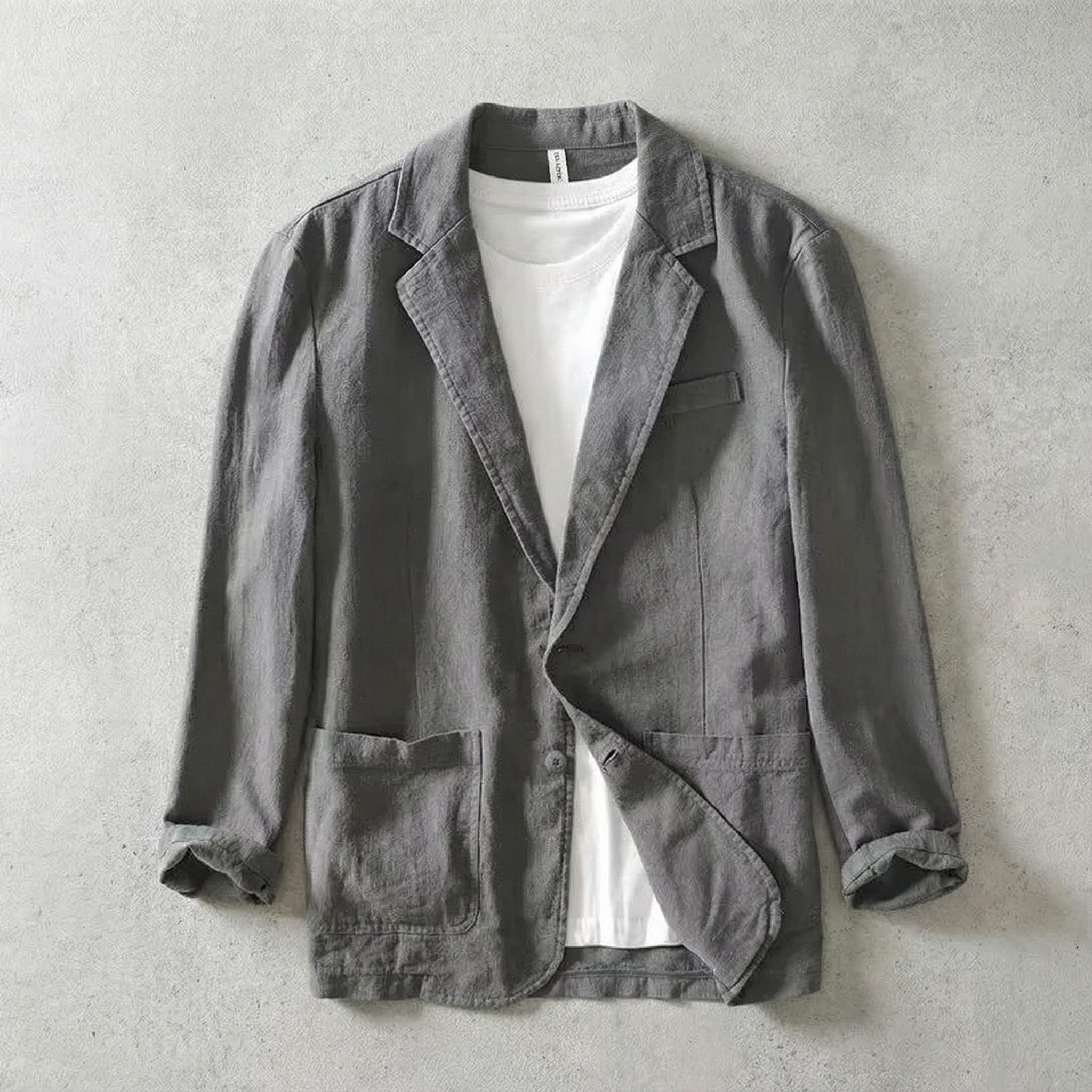Men's Linen Blend Jacket, Lightweight Layer with Classic Lapels