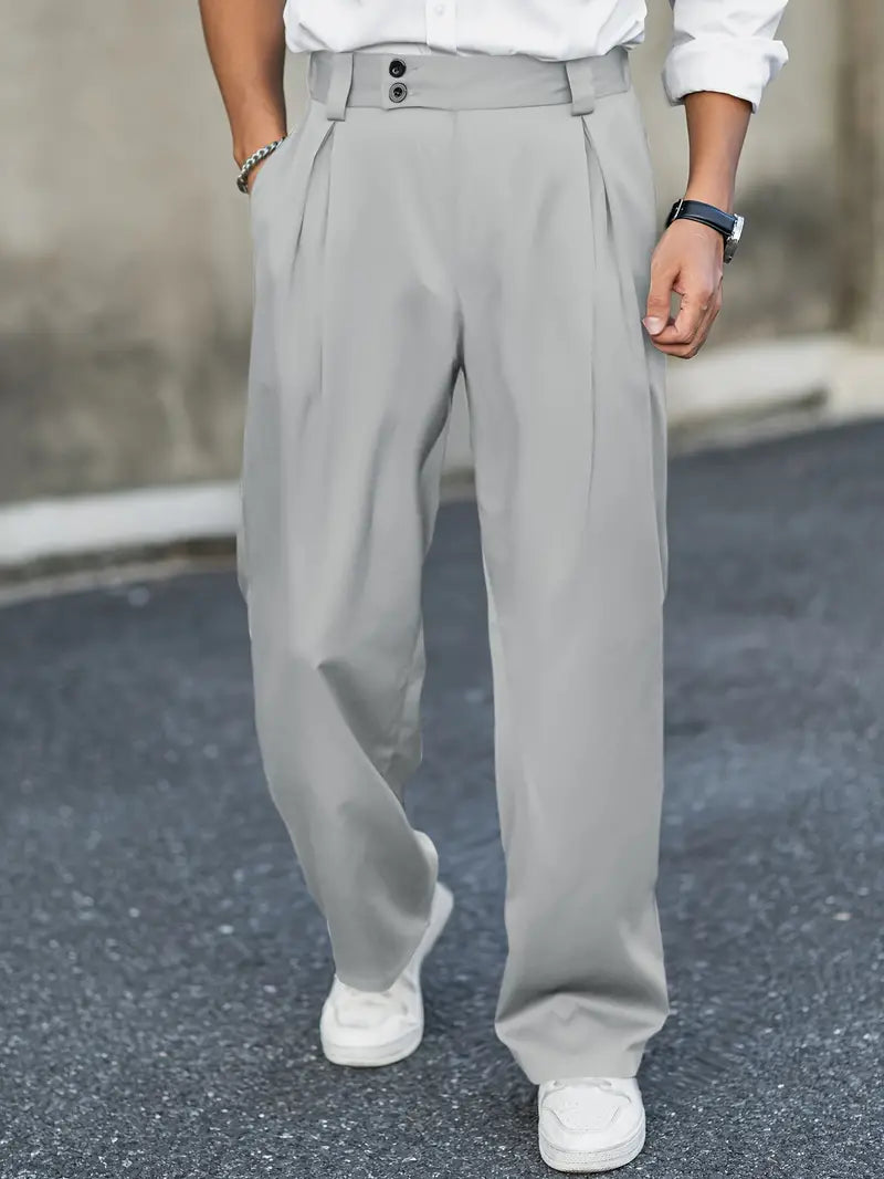 Men's Straight-Leg Summer Trousers - Lightweight Chino Pants