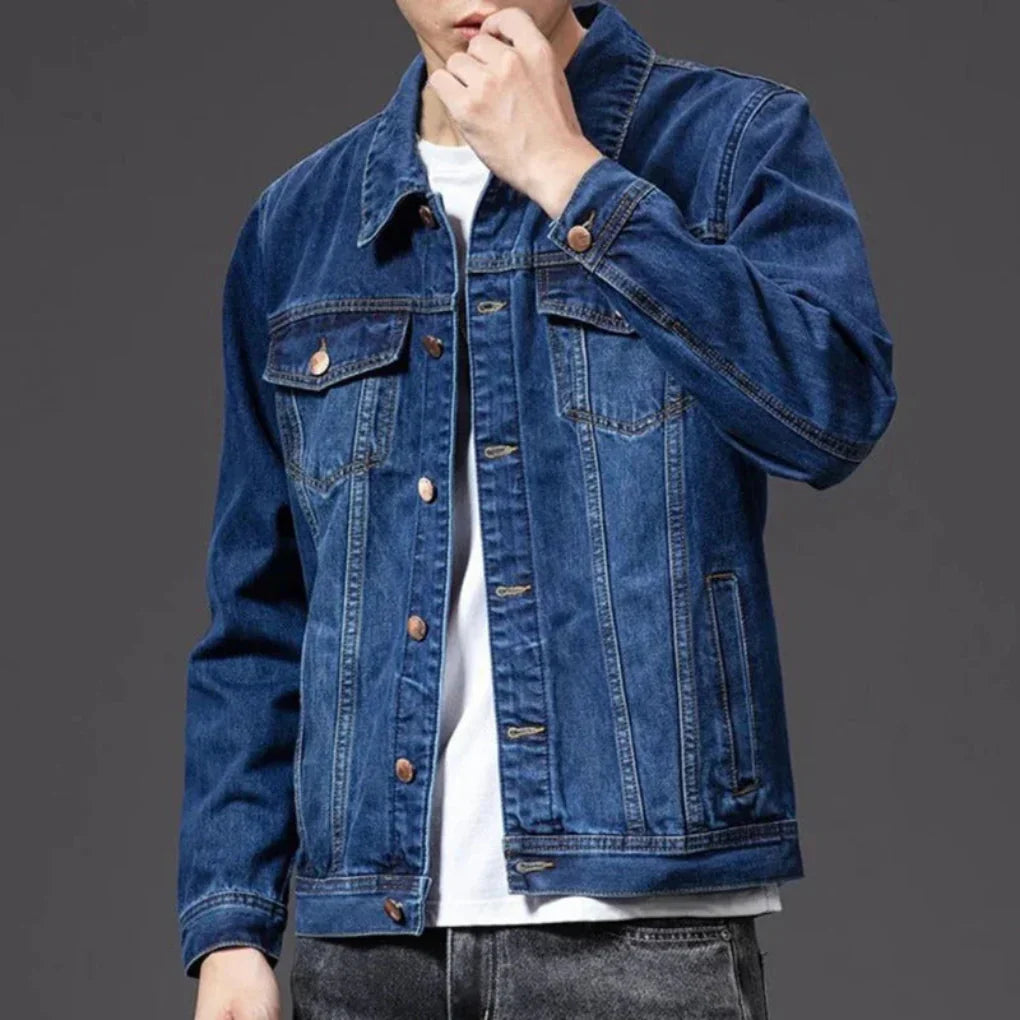Men's Classic Denim Jacket, Button-Front Jean Jacket with Chest Pockets