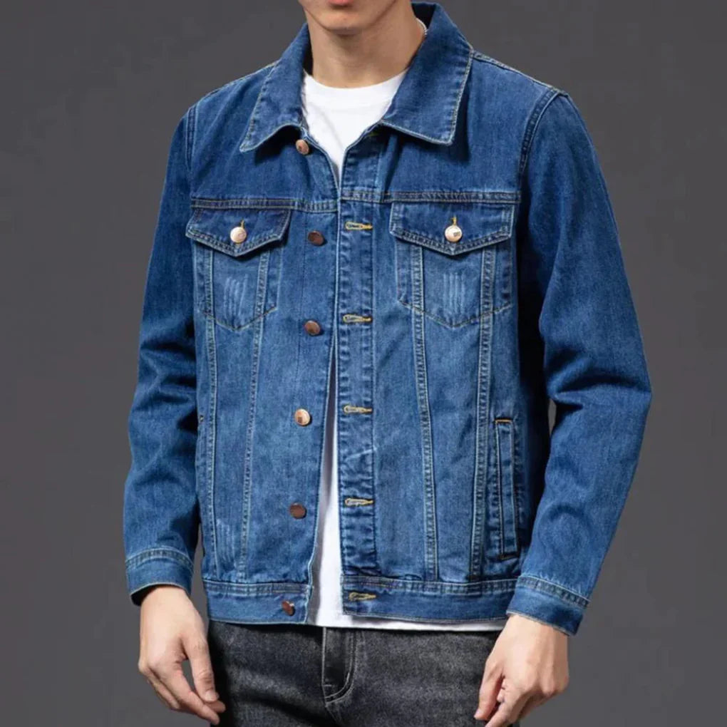 Men's Classic Denim Jacket, Button-Front Jean Jacket with Chest Pockets