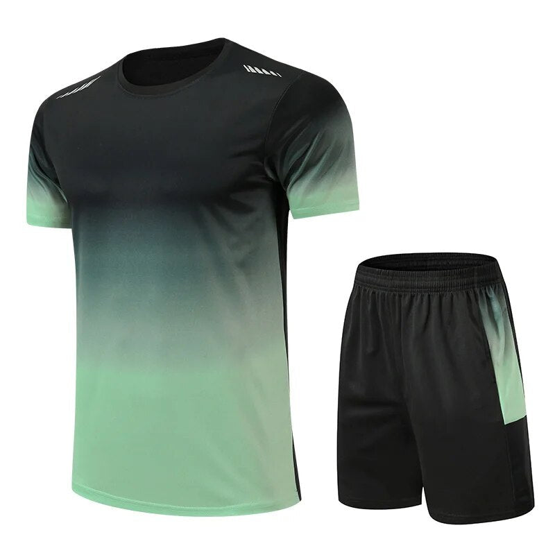 Men's Athletic 2-Piece Set - Gradient T-Shirt & Shorts