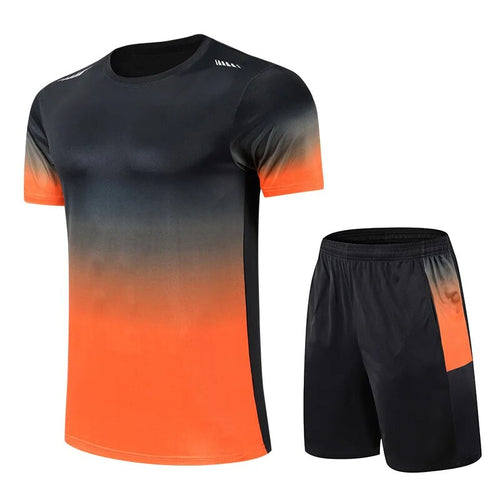 Men's Athletic 2-Piece Set - Gradient T-Shirt & Shorts