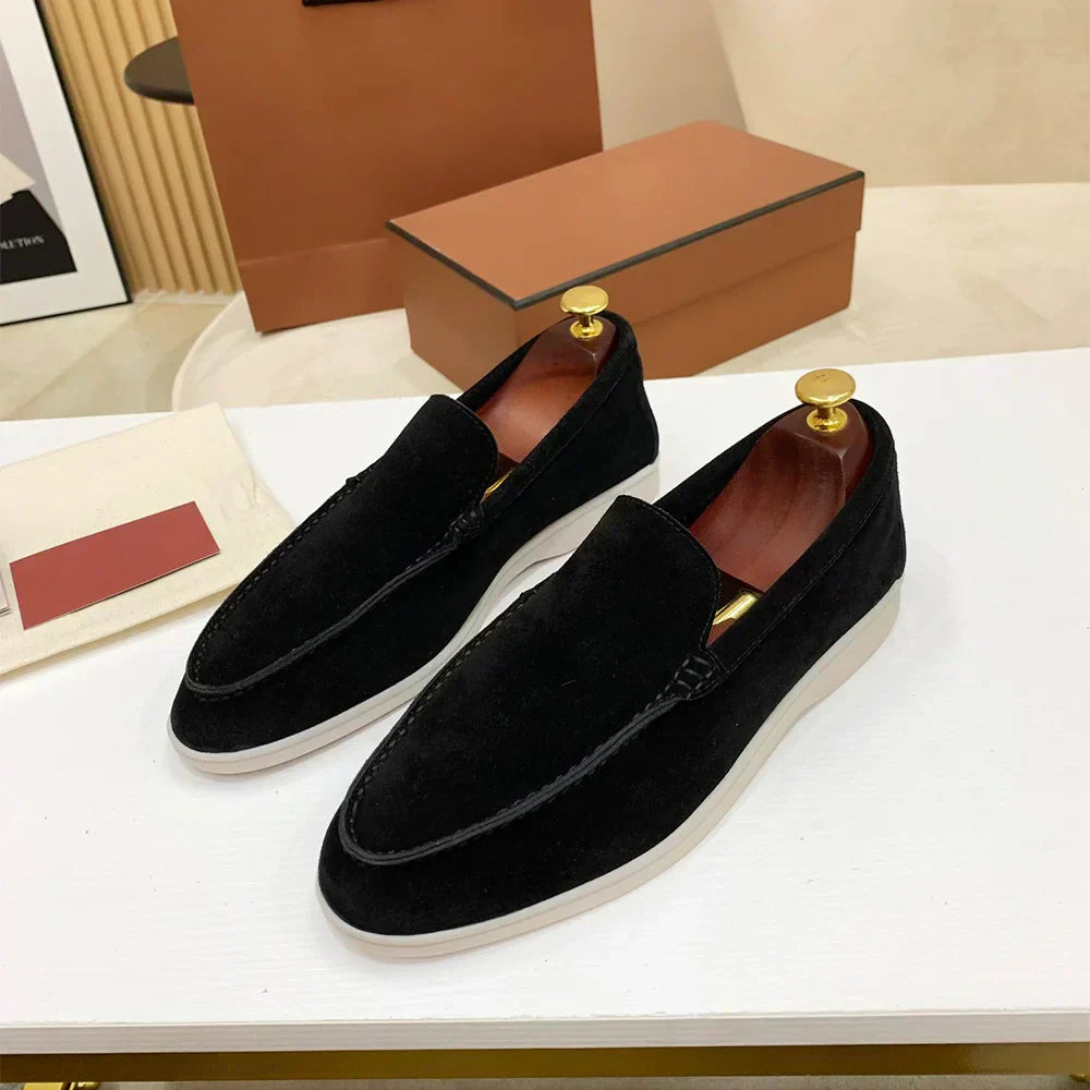 Men's Classic Slip-On Loafers, Smooth Leather-Look Casual Shoes